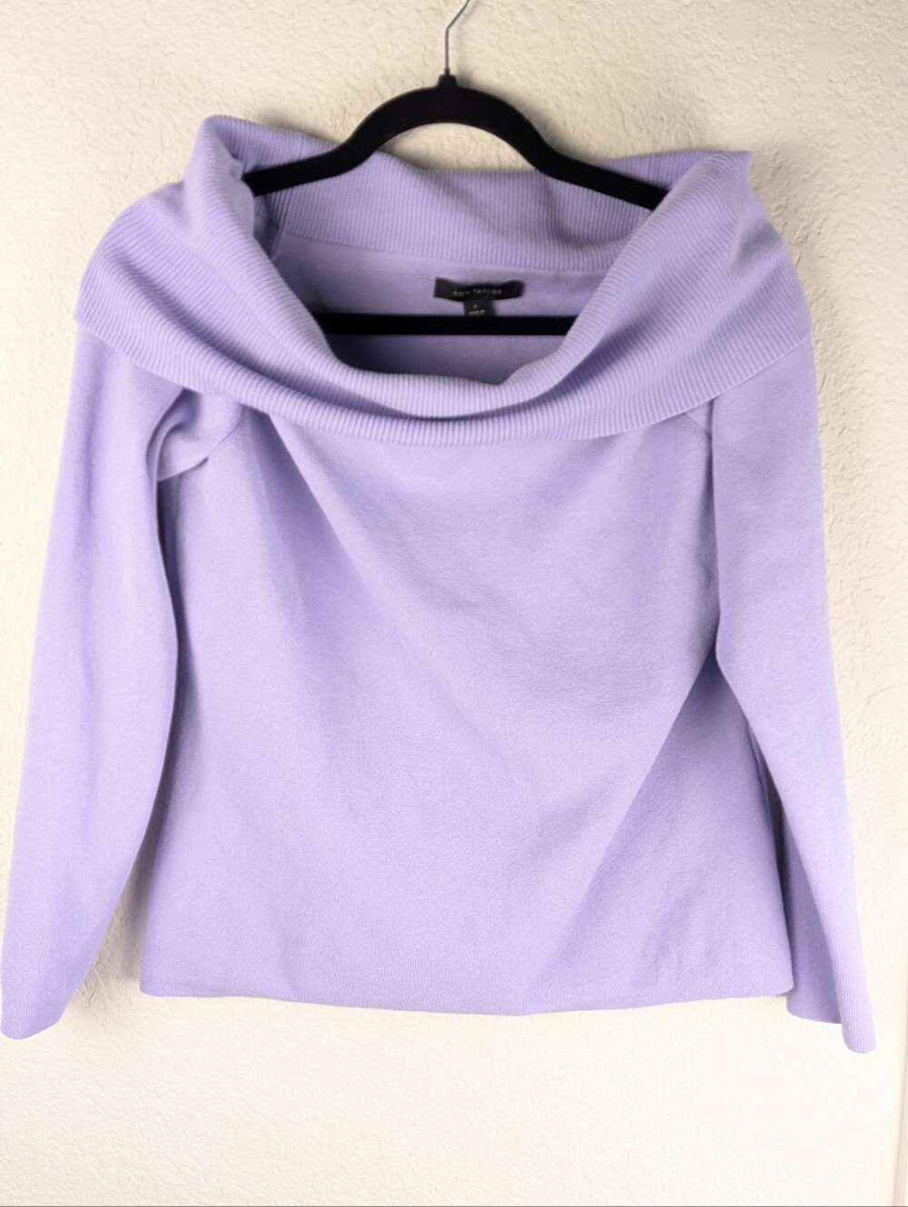 Ann Taylor Cowl Neck Sweater L Lavender Stretch Knit Raglan Sleeves Office Chic